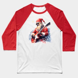 Christmas ,Santa Claus with Guitar,Rock and Roll Baseball T-Shirt